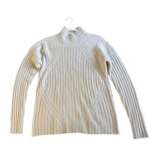 C by Bloomingdales Ribbed Mock Neck Women's Sweater Cashmere Size XS Neutral